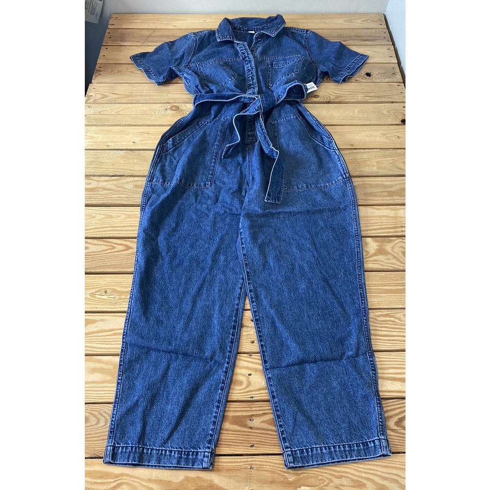 Old Navy Dark Blue Denim Jumpsuit with Tie Waist